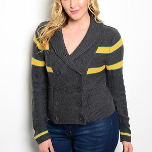 Zenobia Ladies Double Breasted Sweater Gray Long Sleeve Plus Size 1X  NWOT